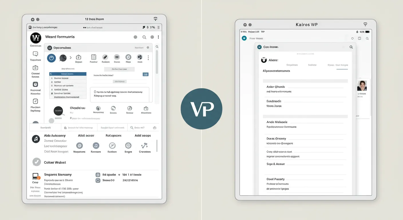 Imagen comparativa: un formulario genérico de un plugin popular vs. un formulario altamente personalizado creado con la interfaz de Kairos WP.