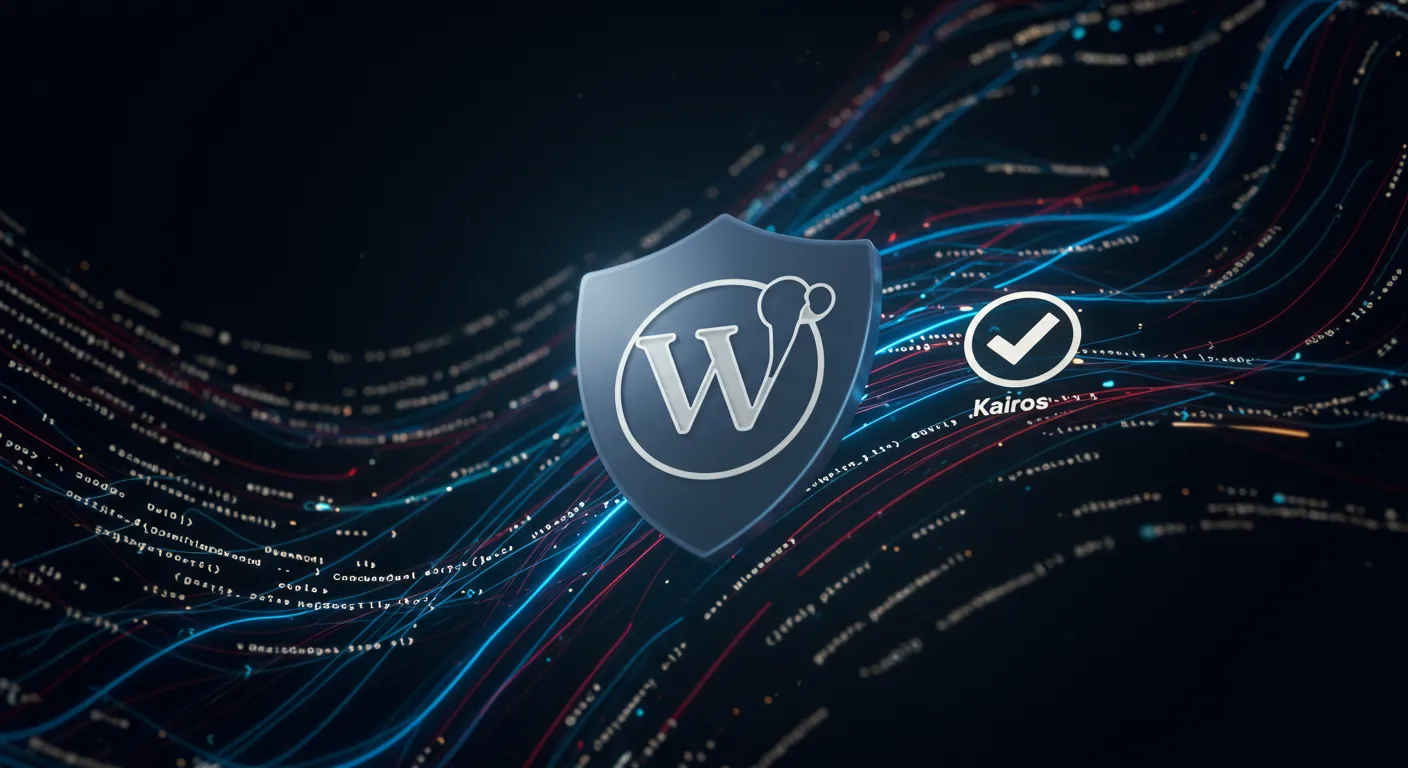 Shiny digital shield symbolizing the security and quality of Kairos WP code.